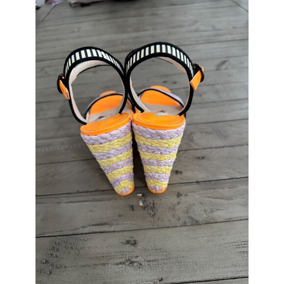 Sophia Webster Multicolor Suede Patent Leather Espadrille Wedges Size 38 - Picture 8 of 15